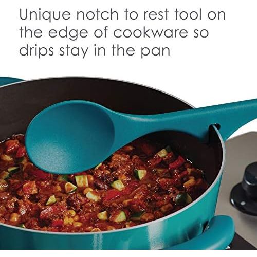  Rachael Ray Kitchen Tools and Gadgets Nonstick Utensils/Lazy Spoonula, Solid and Slotted Spoon, 3 Piece, Marine Blue: Kitchen & Dining