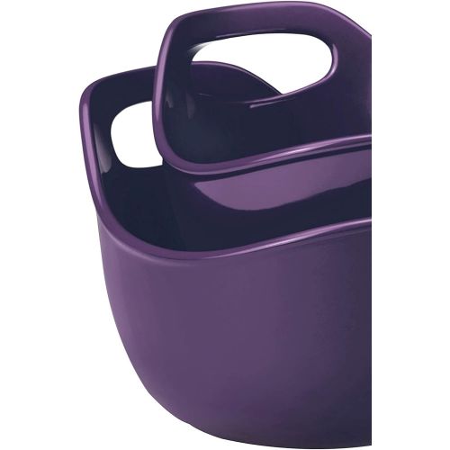  Rachael Ray Ceramics 2-Piece Mixing Bowls Set, Purple: Kitchen & Dining