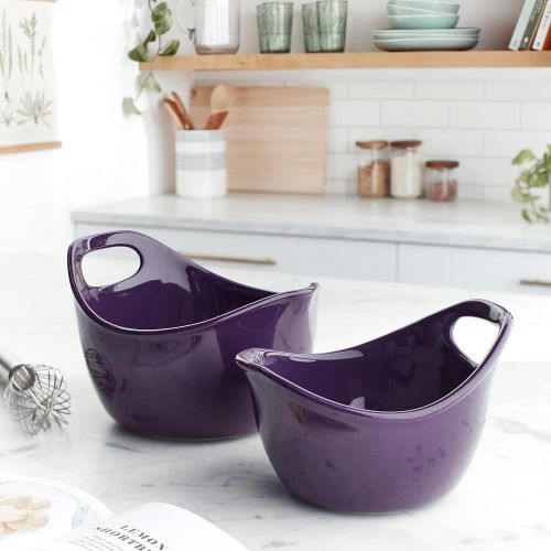  Rachael Ray Ceramics 2-Piece Mixing Bowls Set, Purple: Kitchen & Dining