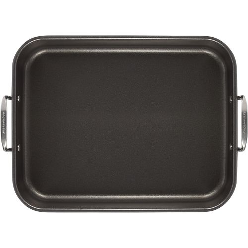  Rachael Ray 87657 Brights Hard Anodized Nonstick Roaster / Roasting Pan with Rack - 16 Inch x 12 Inch, Gray: Kitchen & Dining