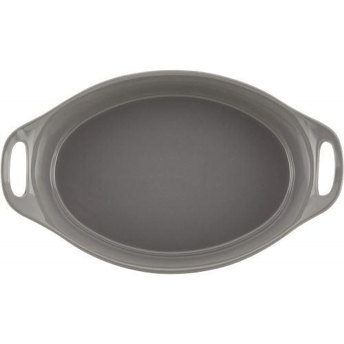  Rachael Ray Solid Glaze Ceramics Bakeware / Baking Pan, Oval - 2.5 Quart, Gray: Kitchen & Dining