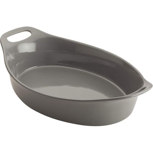  Rachael Ray Solid Glaze Ceramics Bakeware / Baking Pan, Oval - 2.5 Quart, Gray: Kitchen & Dining