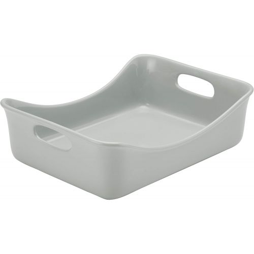  Rachael Ray Solid Glaze Ceramics Bakeware / Lasagna Pan / Baker, Rectangle - 9 Inch x 12 Inch, Light Sea Salt Gray: Kitchen & Dining