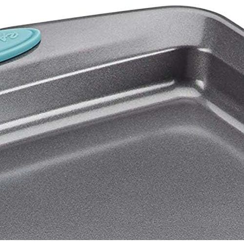  Rachael Ray 47576 Bakeware Nonstick Cookie Pan Set, 3-Piece, Gray with Agave Blue Grips: Kitchen & Dining