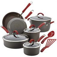 Rachael Ray - 87630 Rachael Ray Cucina Hard Anodized Nonstick Cookware Pots and Pans Set, 12 Piece, Gray with Red Handles