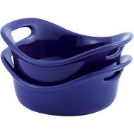 Rachael Ray Stoneware 2-Piece Set Round Bubble & Brown 12-Ounce Au Gratins, Blue