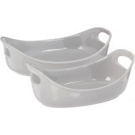 Rachael Ray Ceramics Bubble and Brown Oval Baker Set, 2-Piece, Light Sea Salt Gray -