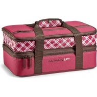Rachael Ray Expandable Lasagna Lugger, Reusable Insulated Casserole Carrier Keeps Food Hot or Cold for Hours, Perfect for Lasagna Pan, Casserole Dish, Baking Dish & More, Burgundy