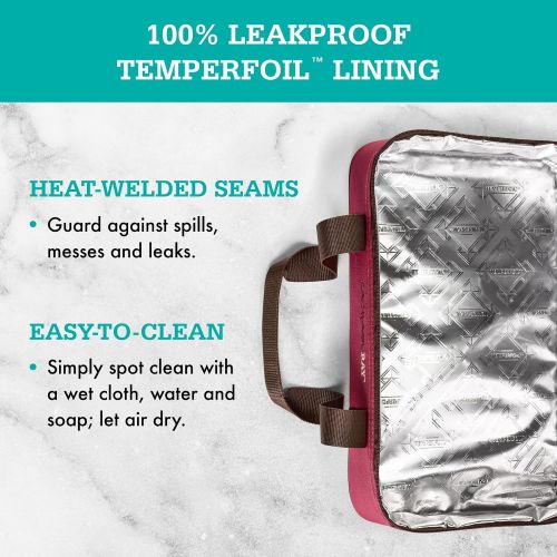  Rachael Ray Expandable Lasagna Lugger, Reusable Insulated Casserole Carrier Keeps Food Hot or Cold for Hours, Perfect for Lasagna Pan, Casserole Dish, Baking Dish & More, Burgundy