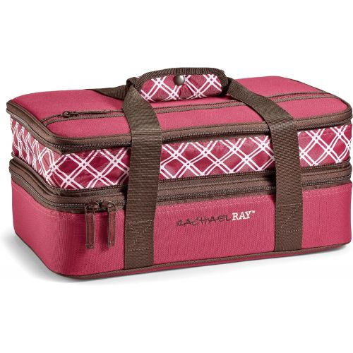  Rachael Ray Expandable Lasagna Lugger, Reusable Insulated Casserole Carrier Keeps Food Hot or Cold for Hours, Perfect for Lasagna Pan, Casserole Dish, Baking Dish & More, Burgundy