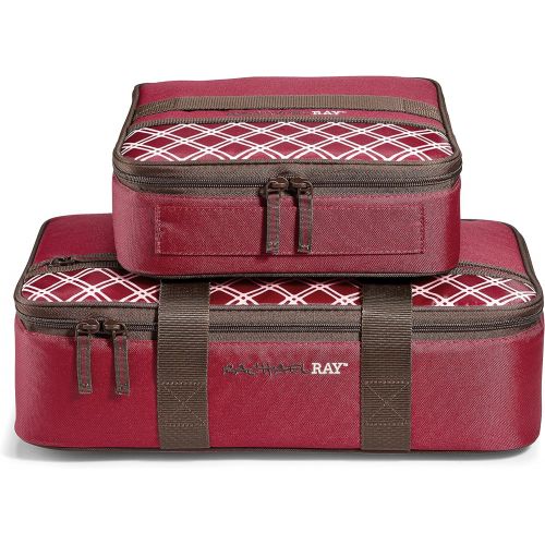  Rachael Ray Lasagna Lugger Combo, Reusable Insulated Casserole Carrier, Perfect for Lasagna Pan, Casserole Dish, Small Baking Dish & More, Burgandy