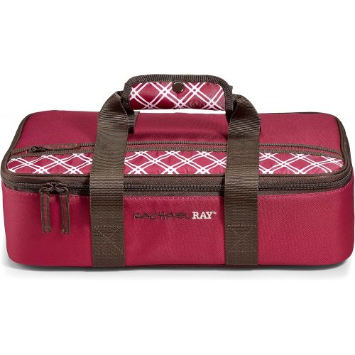  Rachael Ray Lasagna Lugger Combo, Reusable Insulated Casserole Carrier, Perfect for Lasagna Pan, Casserole Dish, Small Baking Dish & More, Burgandy