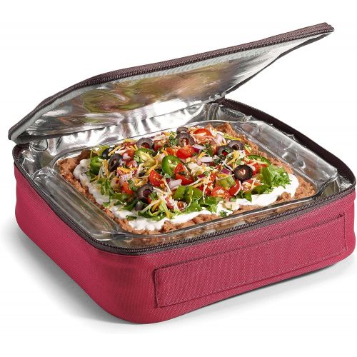  Rachael Ray Lasagna Lugger Combo, Reusable Insulated Casserole Carrier, Perfect for Lasagna Pan, Casserole Dish, Small Baking Dish & More, Burgandy
