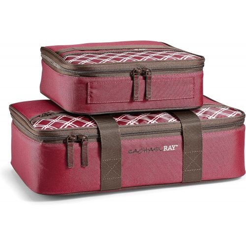  Rachael Ray Lasagna Lugger Combo, Reusable Insulated Casserole Carrier, Perfect for Lasagna Pan, Casserole Dish, Small Baking Dish & More, Burgandy