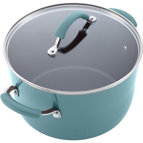  Rachael Ray Cucina Nonstick Cookware Pots and Pans Set, 12 Piece, Agave Blue