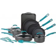 Rachael Ray Classic Brights Hard Anodized Nonstick Cookware Pots and Pans Set, 15 Piece - Agave Blue