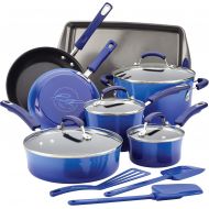 Rachael Ray Brights Nonstick Cookware Pots and Pans Set, 14 Piece, Blue Gradient