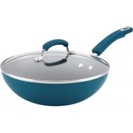 Rachael Ray Brights Nonstick Wok/Stir Fry Pan/Wok Pan with Lid - 11 Inch, Marine Blue Gradient