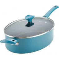 Rachael Ray Cityscapes Nonstick Saute Pan with Lid and Helper Handle, 5 Quart, Turquoise