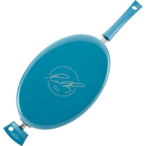  Rachael Ray Cityscapes Nonstick Saute Pan with Lid and Helper Handle, 5 Quart, Turquoise