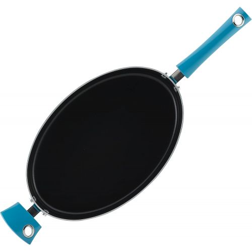  Rachael Ray Cityscapes Nonstick Saute Pan with Lid and Helper Handle, 5 Quart, Turquoise