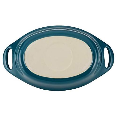  [아마존베스트]Rachael Ray Solid Glaze Ceramics Au Gratin Bakeware / Baker Set, Oval - 2 Piece, Teal