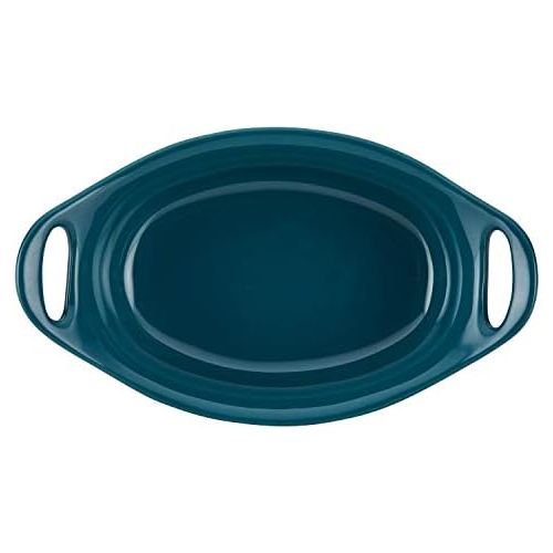  [아마존베스트]Rachael Ray Solid Glaze Ceramics Au Gratin Bakeware / Baker Set, Oval - 2 Piece, Teal