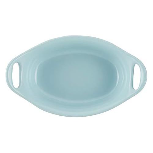  [아마존베스트]Rachael Ray Solid Glaze Ceramics Au Gratin Bakeware / Baker Set, Oval - 2 Piece, Light Blue