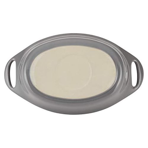  [아마존베스트]Rachael Ray Solid Glaze Ceramics Au Gratin Bakeware / Baker Set, Oval - 2 Piece, Gray