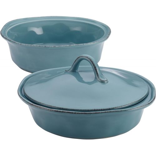  [아마존베스트]Rachael Ray Cucina Casserole Dish Set with Lid, 3 Piece, Agave Blue