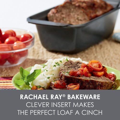  [아마존베스트]Rachael Ray Bakeware Meatloaf/Nonstick Baking Loaf Pan with Insert, 9 Inch x 5 Inch, Gray