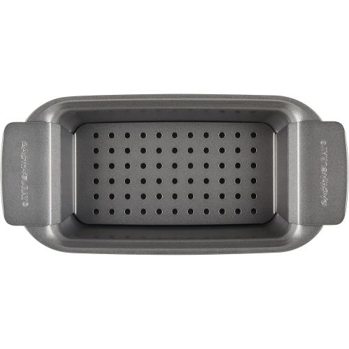  [아마존베스트]Rachael Ray Bakeware Meatloaf/Nonstick Baking Loaf Pan with Insert, 9 Inch x 5 Inch, Gray