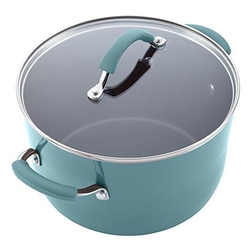  [아마존베스트]Rachael Ray Cucina Nonstick Cookware Pots and Pans Set, 12 Piece, Agave Blue