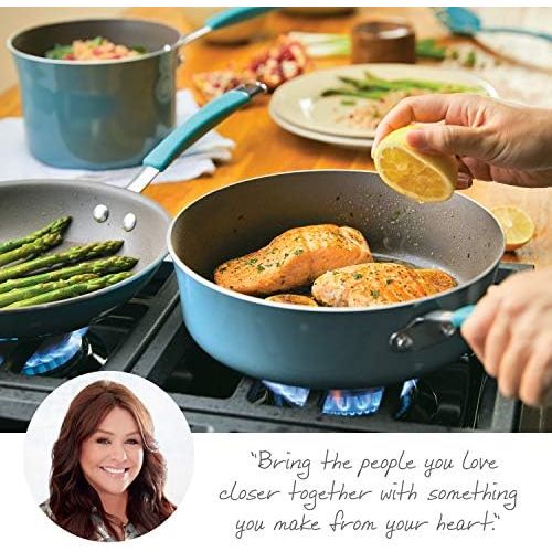  [아마존베스트]Rachael Ray Cucina Nonstick Cookware Pots and Pans Set, 12 Piece, Agave Blue