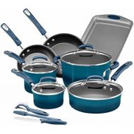 [아마존베스트]Rachael Ray Brights Nonstick Cookware Set / Pots and Pans Set - 14 Piece, Marine Blue
