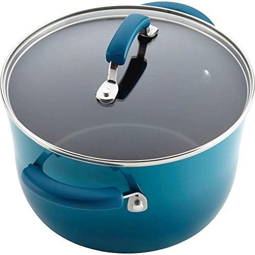  [아마존베스트]Rachael Ray Brights Nonstick Cookware Set / Pots and Pans Set - 14 Piece, Marine Blue