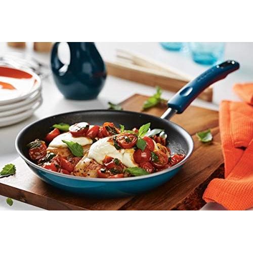  [아마존베스트]Rachael Ray Brights Nonstick Cookware Set / Pots and Pans Set - 14 Piece, Marine Blue