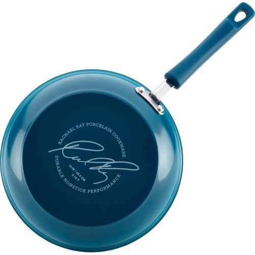  [아마존베스트]Rachael Ray Brights Nonstick Cookware Set / Pots and Pans Set - 14 Piece, Marine Blue