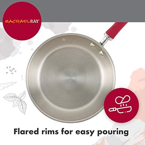  [아마존베스트]Rachael Ray Create Delicious Stainless Steel Cookware Set, 10-Piece Pots and Pans Set, Stainless Steel with Light Blue Handles