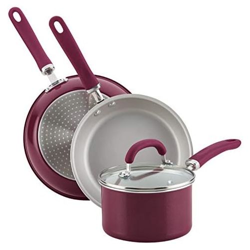  [아마존베스트]Rachael Ray Create Delicious Nonstick Cookware Pots and Pans Set, 13 Piece, Burgundy Shimmer