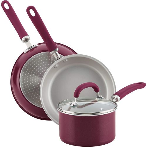  [아마존베스트]Rachael Ray Create Delicious Nonstick Cookware Pots and Pans Set, 13 Piece, Burgundy Shimmer