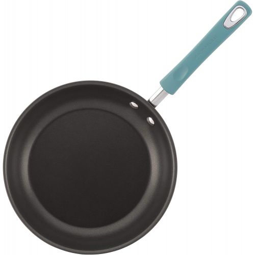 [아마존베스트]Rachael Ray Brights Hard Anodized Nonstick Cookware Pots and Pans Set, 12 Piece, Gray with Agave Blue Handles