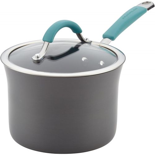  [아마존베스트]Rachael Ray Cucina Hard Anodized Nonstick Sauce Pan/Saucepan with Lid, 3 Quart, Blue