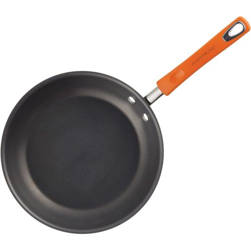  [아마존베스트]Rachael Ray Brights Hard Anodized Nonstick Frying Pan Set / Fry Pan Set / Hard Anodized Skillet Set - 9.25 Inch and 11.5 Inch, Gray with Orange Handles