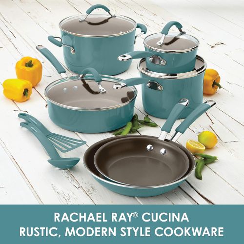  [아마존베스트]Rachael Ray Cucina Nonstick Frying Pan Set / Fry Pan Set / Skillet Set - 9.25 Inch and 11 Inch, Blue