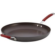 [아마존베스트]Rachael Ray 87631-T Cucina Hard Anodized Nonstick Skillet with Helper Handle, 14 Inch Frying Pan, Gray/Red