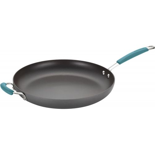  [아마존베스트]Rachael Ray 87642 Cucina Hard Anodized Nonstick Skillet with Helper Handle, 14 Inch Frying Pan, Gray/Agave Blue