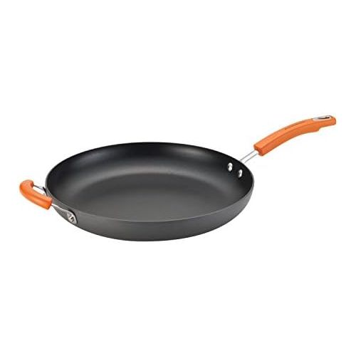  [아마존베스트]Rachael Ray Brights Hard Anodized Nonstick Frying Pan / Fry Pan / Hard Anodized Skillet with Helper Handle - 14 Inch, Gray