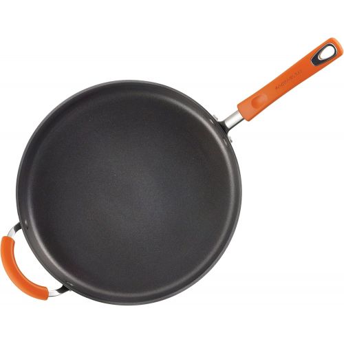  [아마존베스트]Rachael Ray Brights Hard Anodized Nonstick Frying Pan / Fry Pan / Hard Anodized Skillet with Helper Handle - 14 Inch, Gray