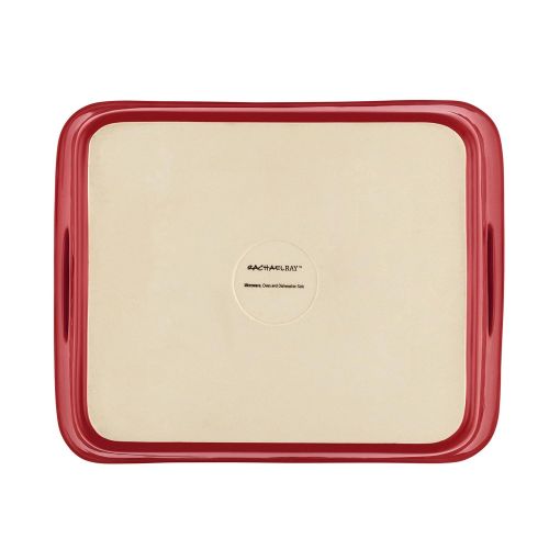  Rachael Ray Stoneware 9-Inch by 13-Inch Rectangular Lasagna Lover Pan, Red